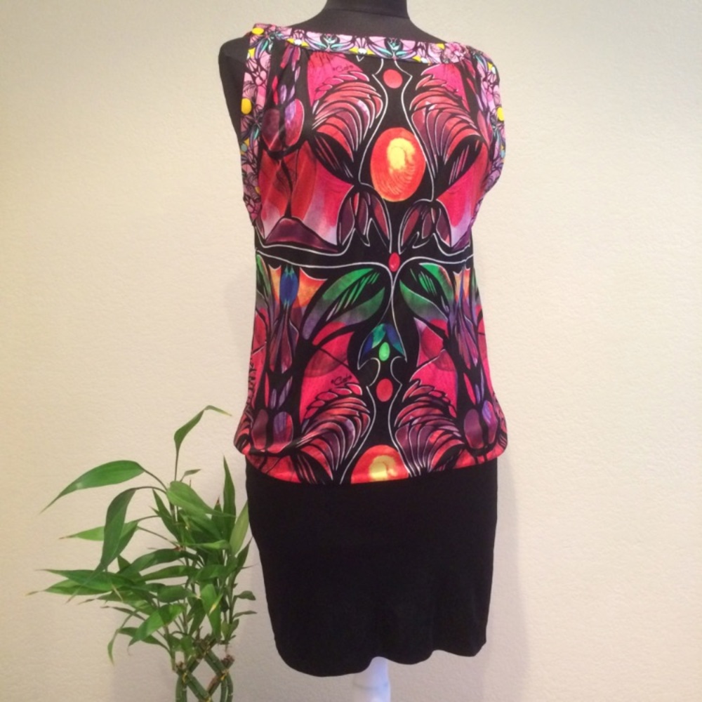 Custo Barcelona bold drop waist dress size 1 Small